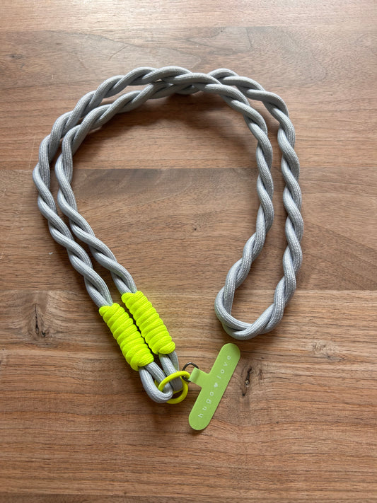 Handykette neongelb/grau